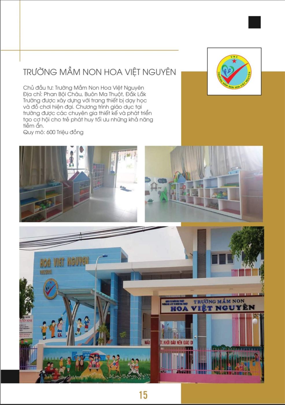Trang hồ sơ công trình Trường Mầm non Hoa Việt Nguyên