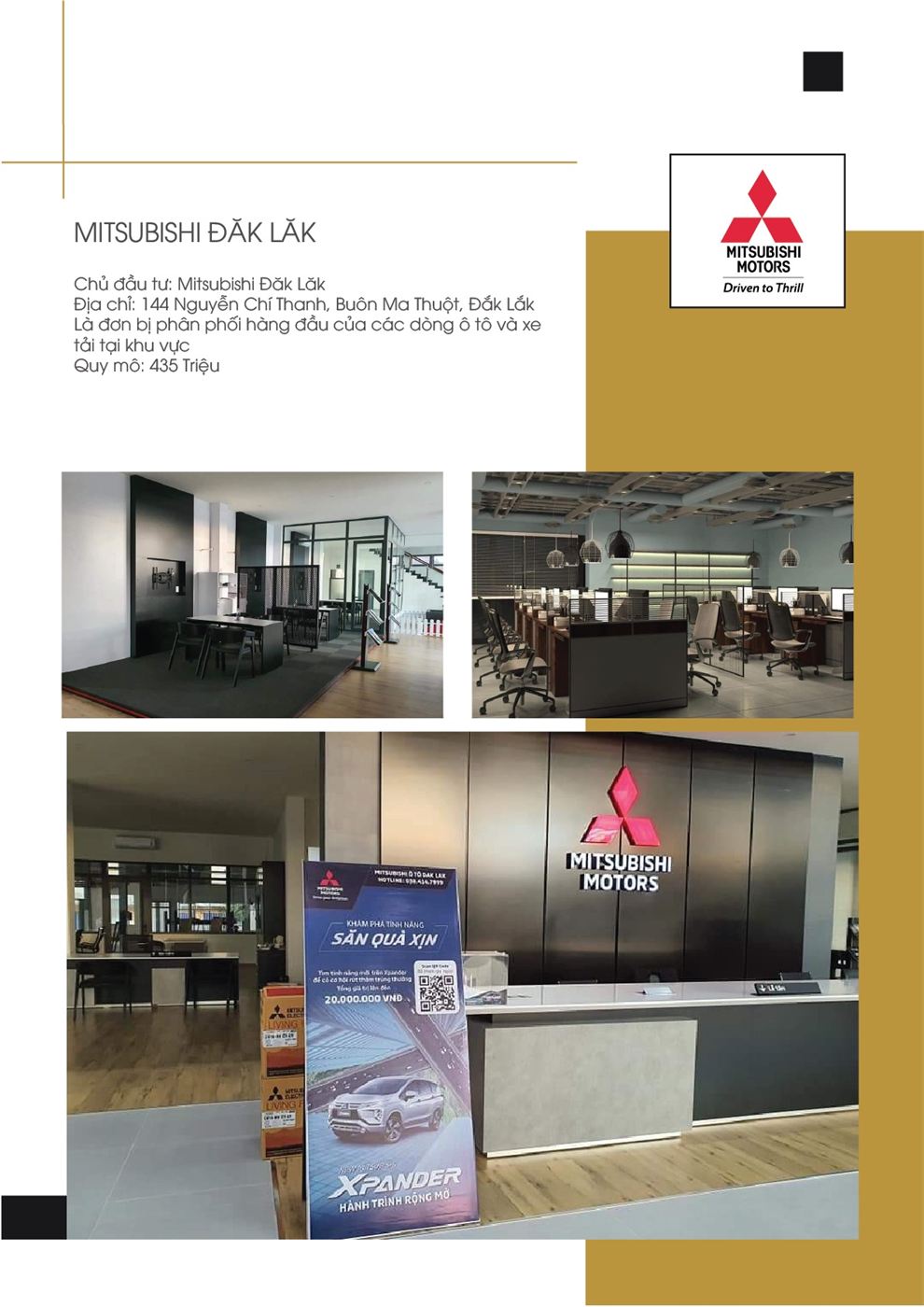 Trang hồ sơ công trình showroom Mitsubishi Đắk Lắk